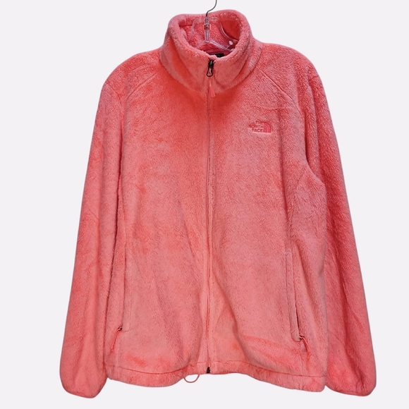 The North Face Fuzzy Cozy Plush Fleece Jacket Vibrant Unique Rare Neon Coral - Picture 3 of 16